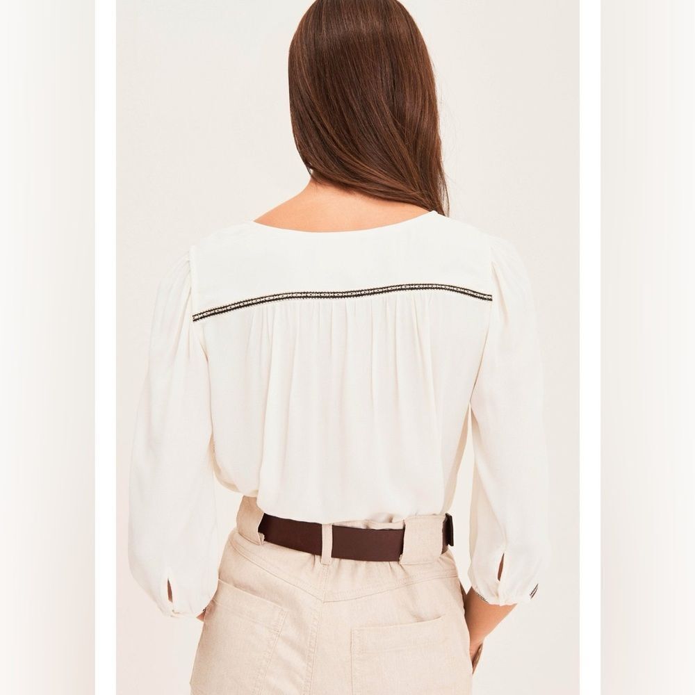 NWT BA&SH AMBER Embroidered Blouse in Ivory - Picture 5 of 13